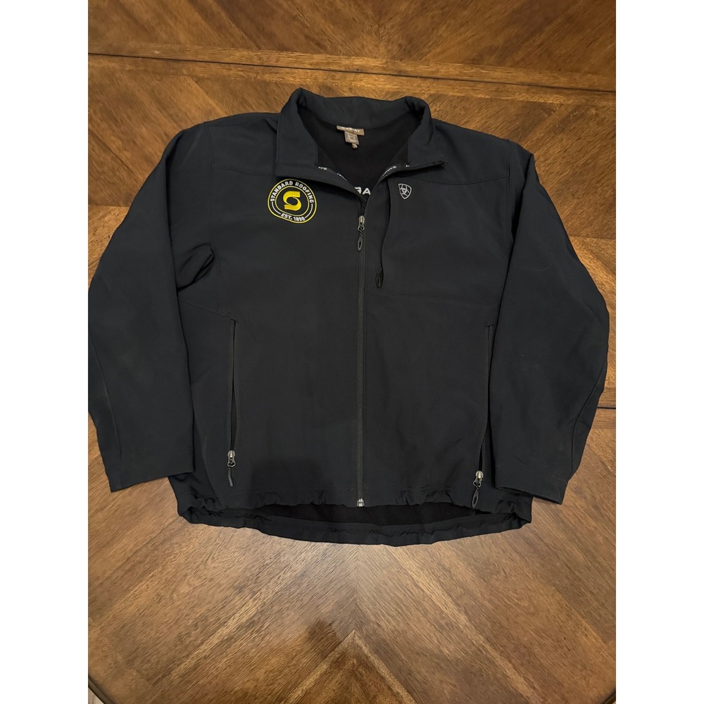 Ariat Mens XL Softshell Jacket Black Full Zip Wind Water Resistant Logo Workwear